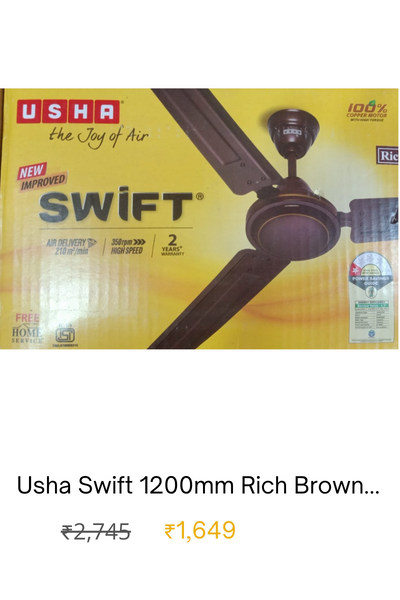 Usha Swift 1200mm Rich Brown Ceiling Fan